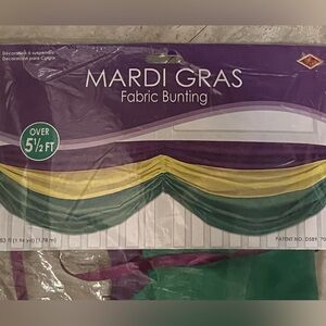 Mardi Gras Fabric Bunting banner 5 1/2 feet long yellow purple green